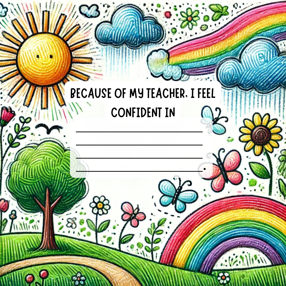 Teacher, I'm Grateful For You Because: A Fill-in-the-Blank Book with Prompts for Sharing Appreciation, Memories & Drawings