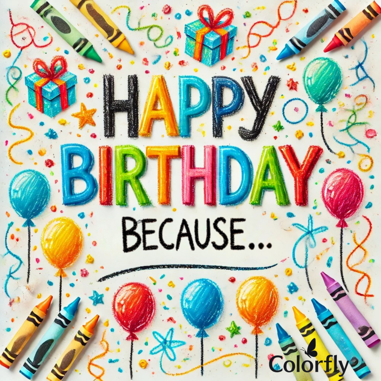 Happy Birthday Because: A Fill-in-the-Blank Book with Prompts for Sharing Birthday Wishes, Memories & Drawings