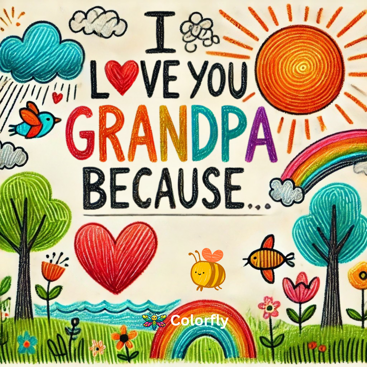 Grandpa, I Love You Because: A Fill-in-the-Blank Book with Prompts for Sharing Love, Memories & Drawings