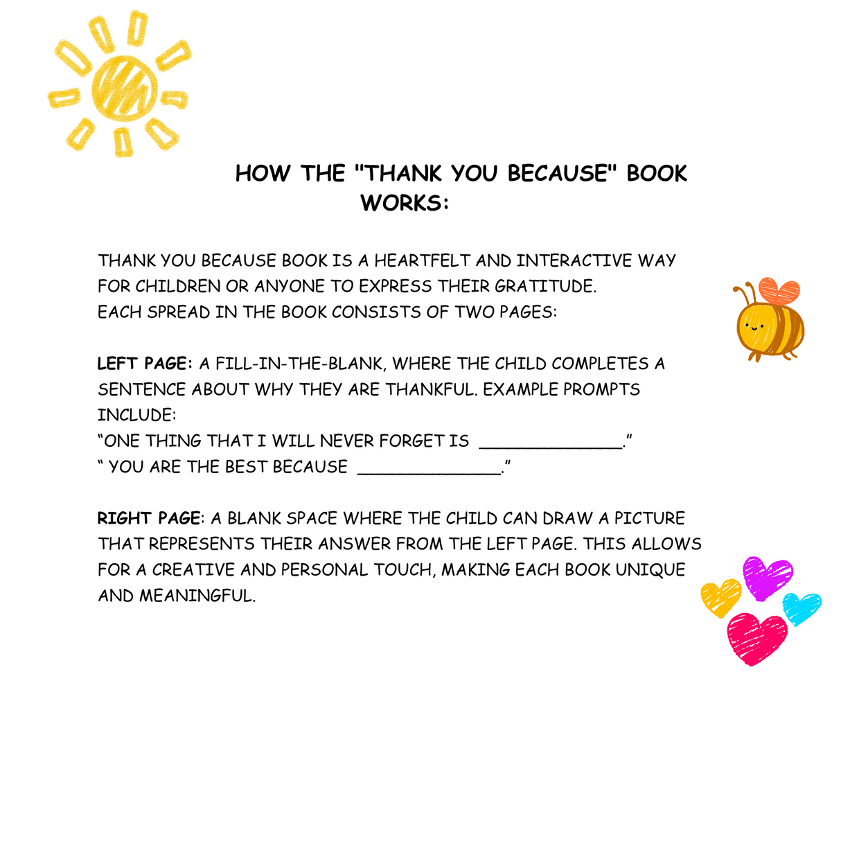 Thank You Because: A Fill-in-the-Blank Book with Prompts for Sharing Gratitude, Memories & Drawings
