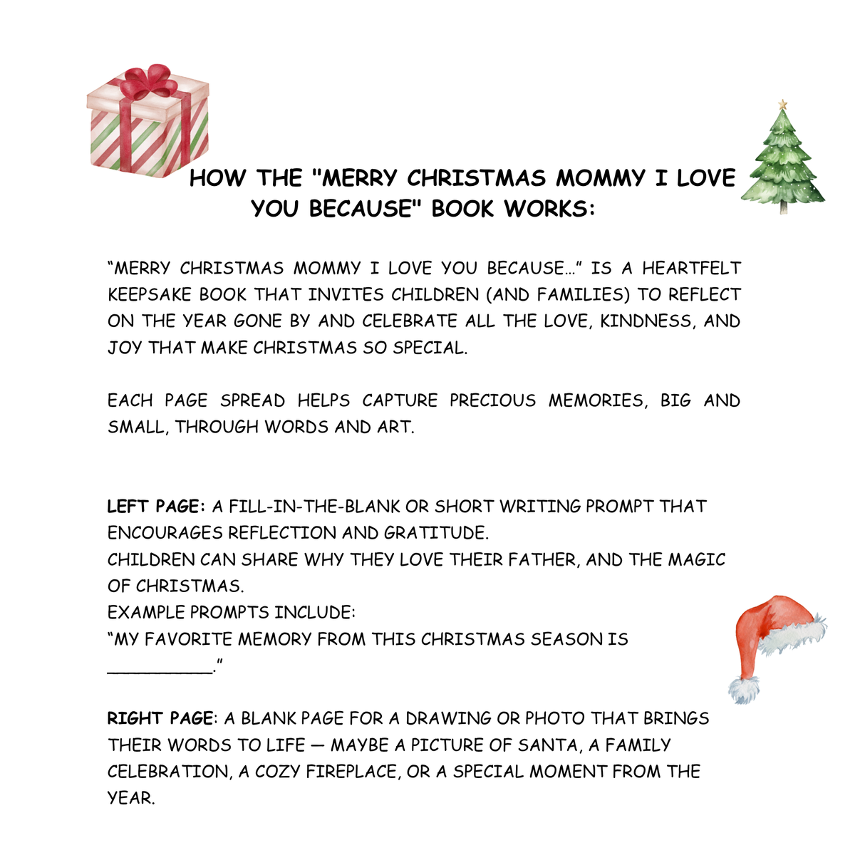 Merry Christmas Mommy I Love You Because, A Christmas Keepsake Book for Mom: Fill-in-the-Blank Memory Gift