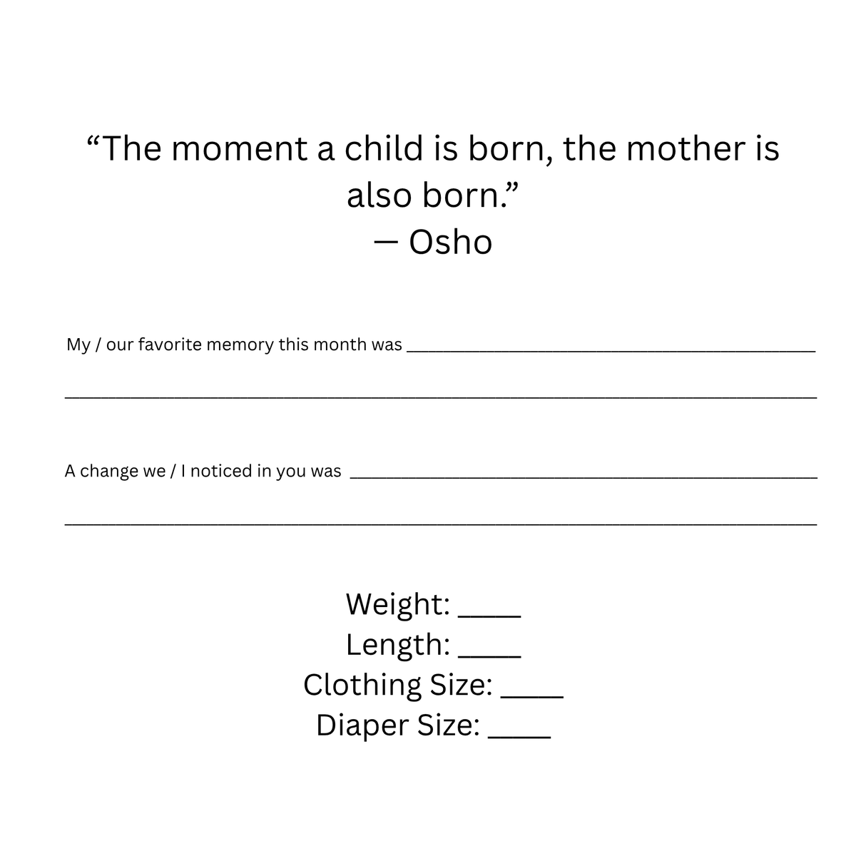 My First 12 Months – A Sweet and Simple Baby Memory Journal