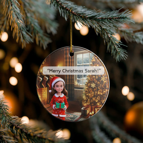 Personalized Christmas Ornament, Holiday Decoration, Gift for Her, Kids Tree Decor, Festive Keepsake