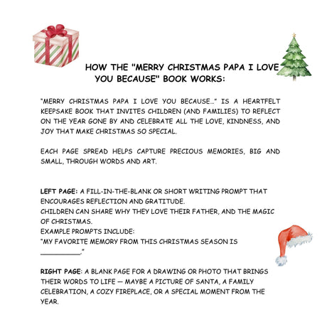 Merry Christmas Papa, I Love You Because: A Fill-in-the-Blank Book with Prompts for Sharing Love, Memories & Drawings