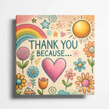 Thank You Because: A Fill-in-the-Blank Book with Prompts for Sharing Gratitude, Memories & Drawings